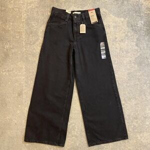 Levis 94 Baggy Wide Leg Jeans Womens 27x31 Black Mid Rise Relaxed Cotton Denim